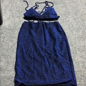 Two piece blue glitter set